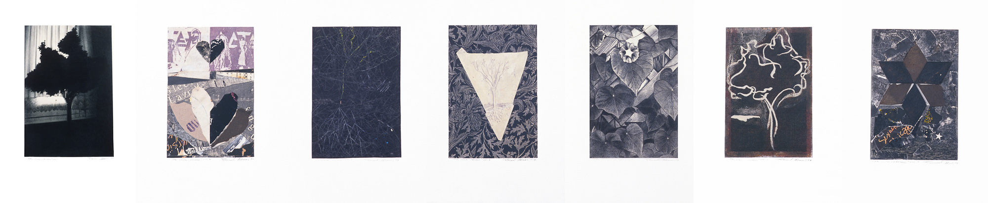 Les clairs-obscurs (série A), 1994. Techniques mixtes sur papier fort, 42,5 x 210 cm.