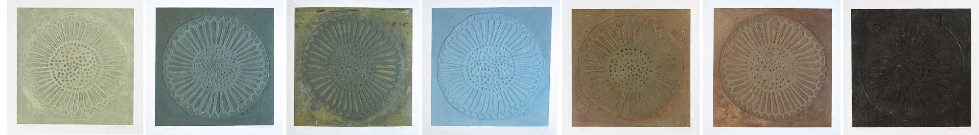 Coquillage, no 1 à 7, 2009 - 2013. Acrylique sur papier fort, 57 x 399 cm.